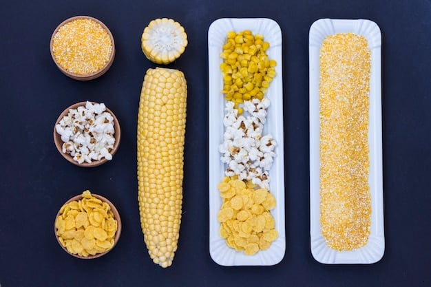 A split image comparing the ingredients list of a traditional pet food containing grains (corn, wheat, soy) on one side, and a grain-free pet food containing alternative carbohydrates (peas, lentils, potatoes) on the other. Highlight the different carbohydrate sources and absence of traditional grains.