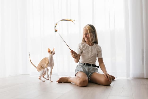 A woman sitting on the floor, playing tug-of-war with a playful beagle puppy using a rope toy. Both are smiling, and the scene is indoors with soft lighting, capturing a positive interaction.