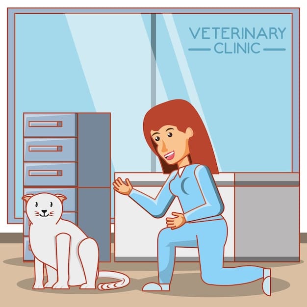 A veterinarian demonstrating the Heimlich maneuver on a dog, showing the correct hand placement and technique. The setting is a vet clinic, emphasizing the importance of professional guidance for pet emergencies.