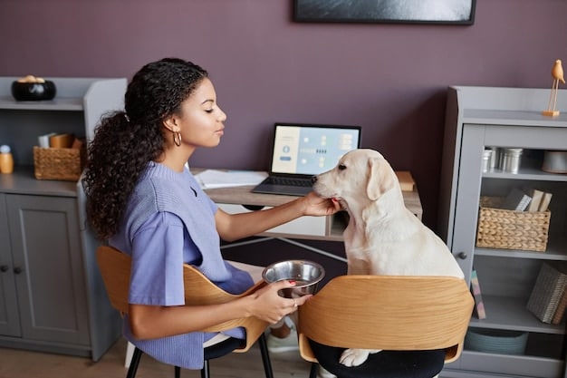 A veterinarian examining a dog while the owner holds the dog gently. The scene takes place in a well-lit veterinary clinic, emphasizing trust and care.