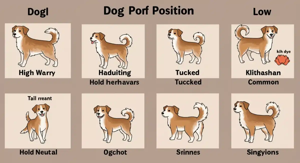 Chart illustrating different dog tail positions and their meanings in canine body language