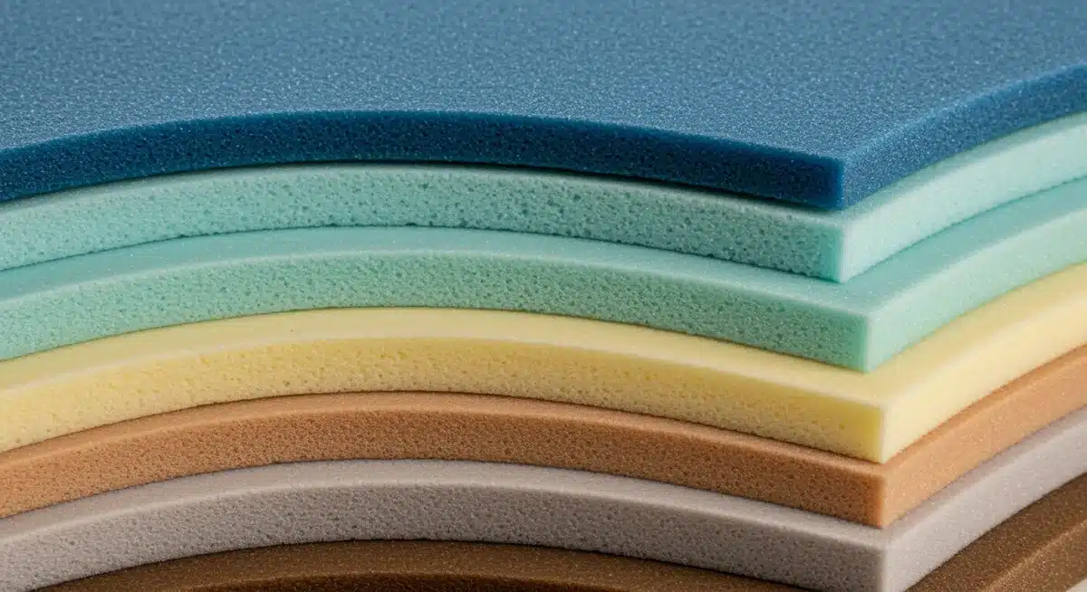 Close-up of multi-layered orthopedic pet bed foam construction