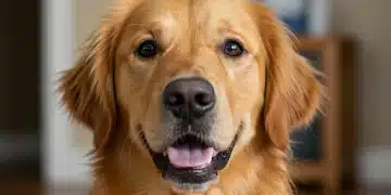 Relaxed golden retriever demonstrating calm canine body language
