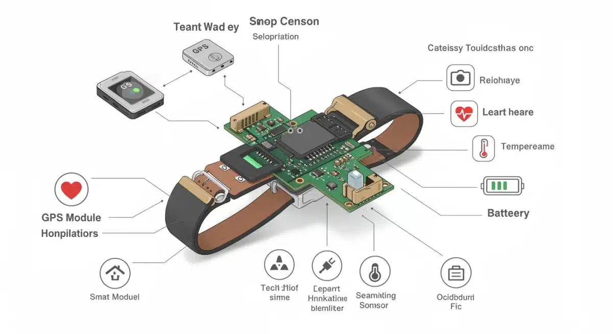 Infographic of smart pet collar internal components
