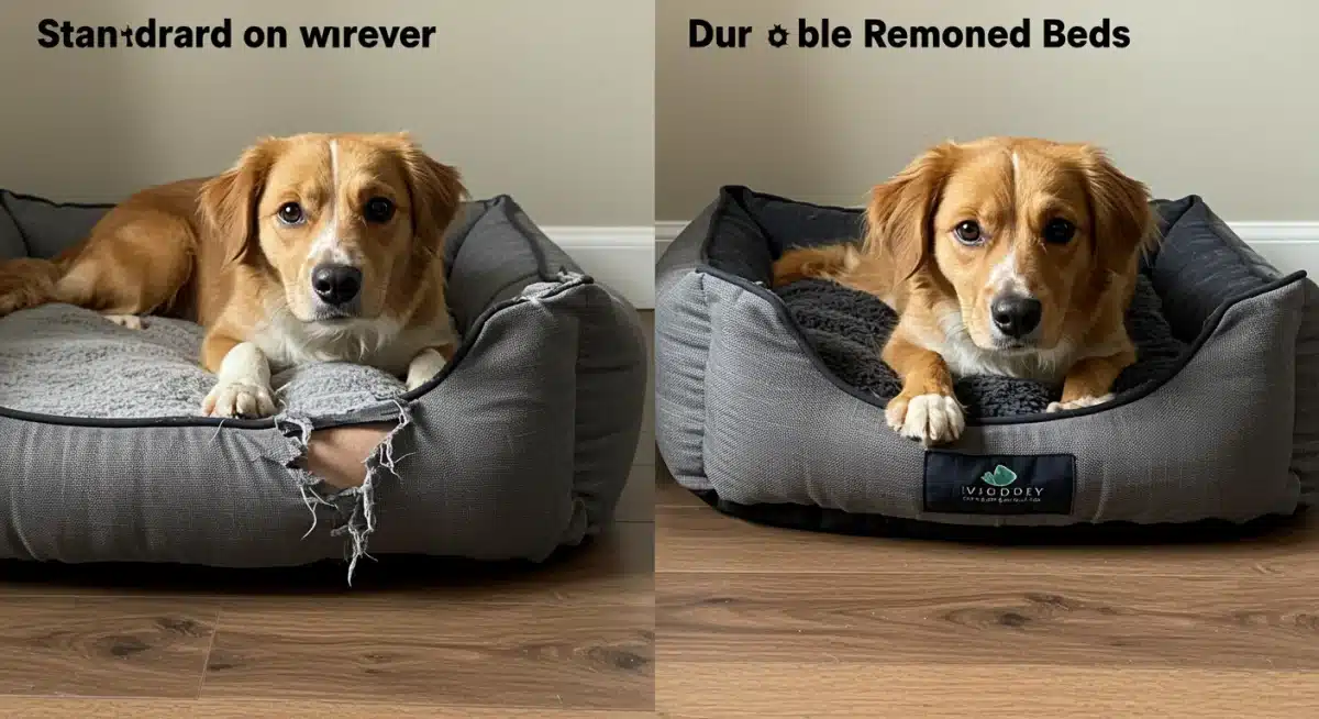 Comparison of damaged and durable dog beds