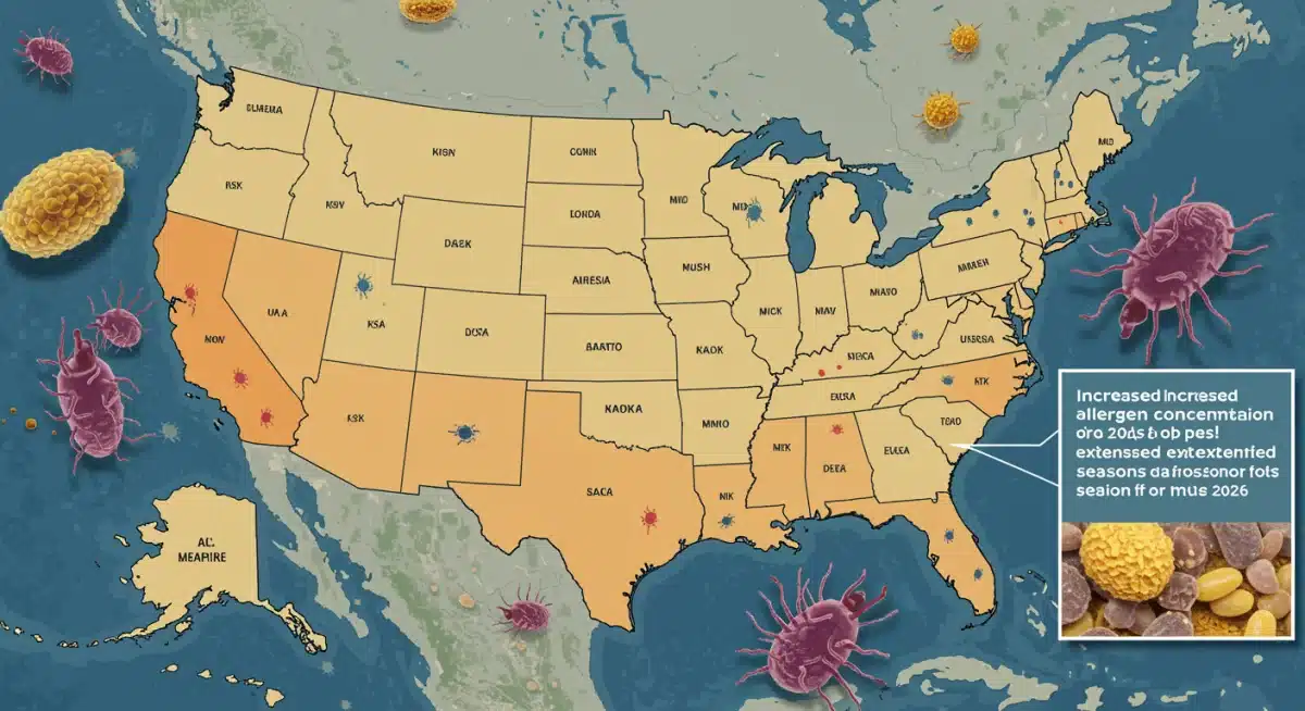 Map of U.S. showing regional pet allergen increases by 2026