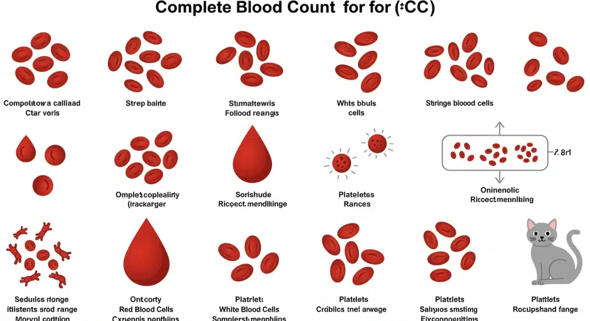 Infographic explaining complete blood count (CBC) components for feline health analysis.