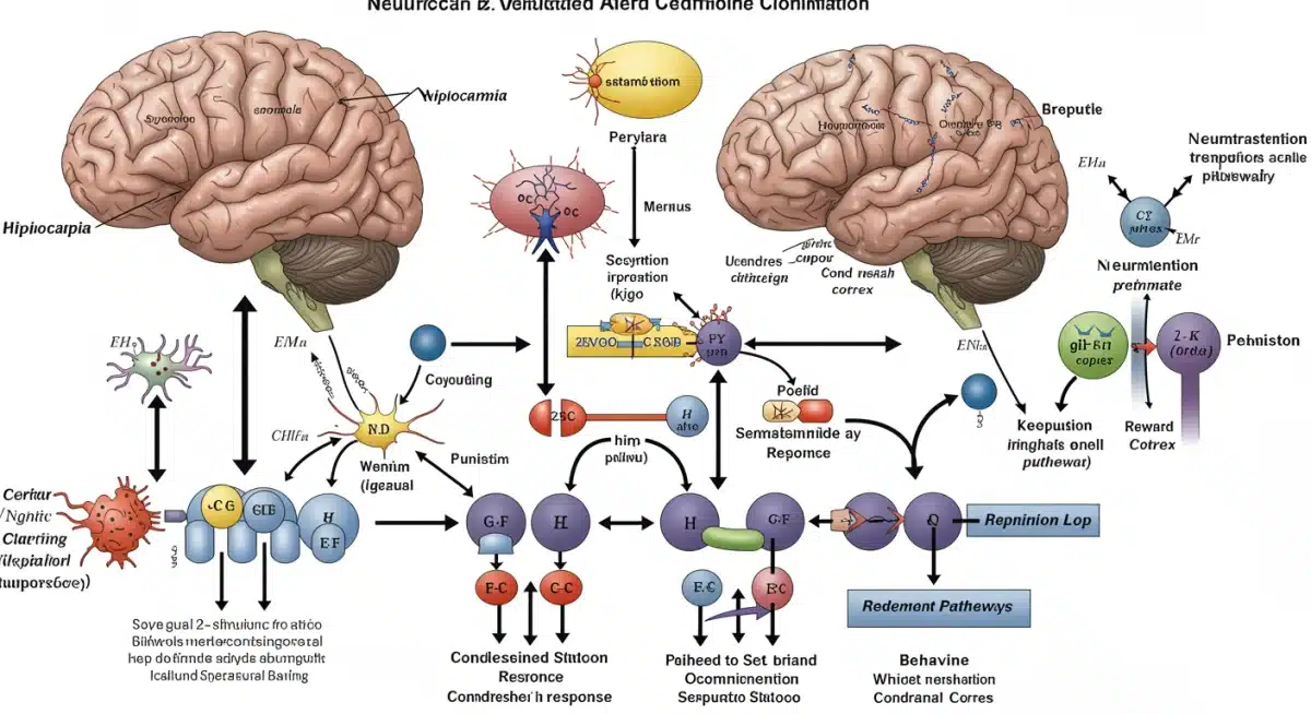 Scientific diagram illustrating the brain's response to positive reinforcement and clicker training.