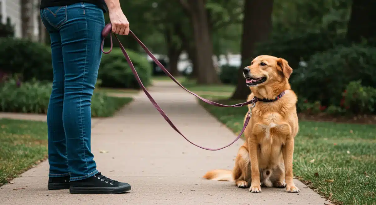 Proper leash holding technique for dog training