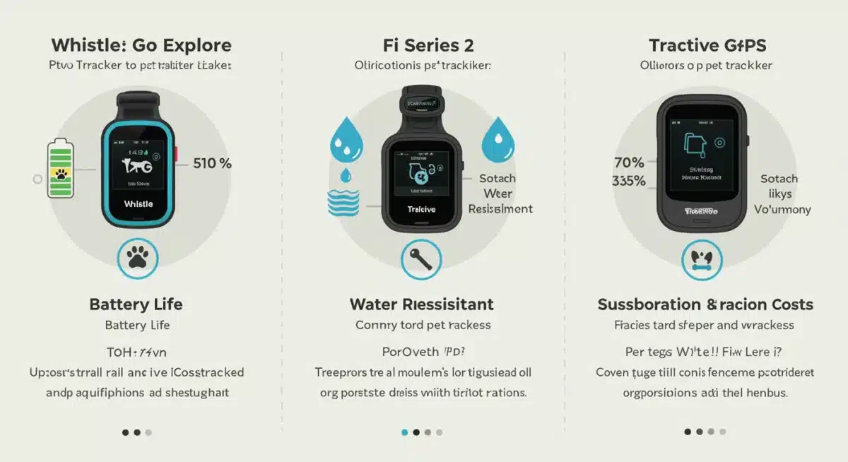 Infographic comparing features of top pet GPS trackers