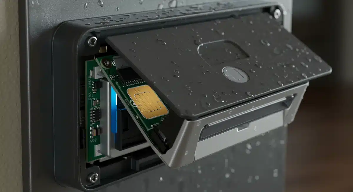 Detailed view of a smart pet door's microchip sensor technology