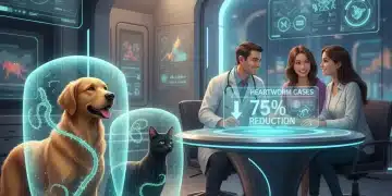 Futuristic pet with protective shield, symbolizing advanced parasite prevention.