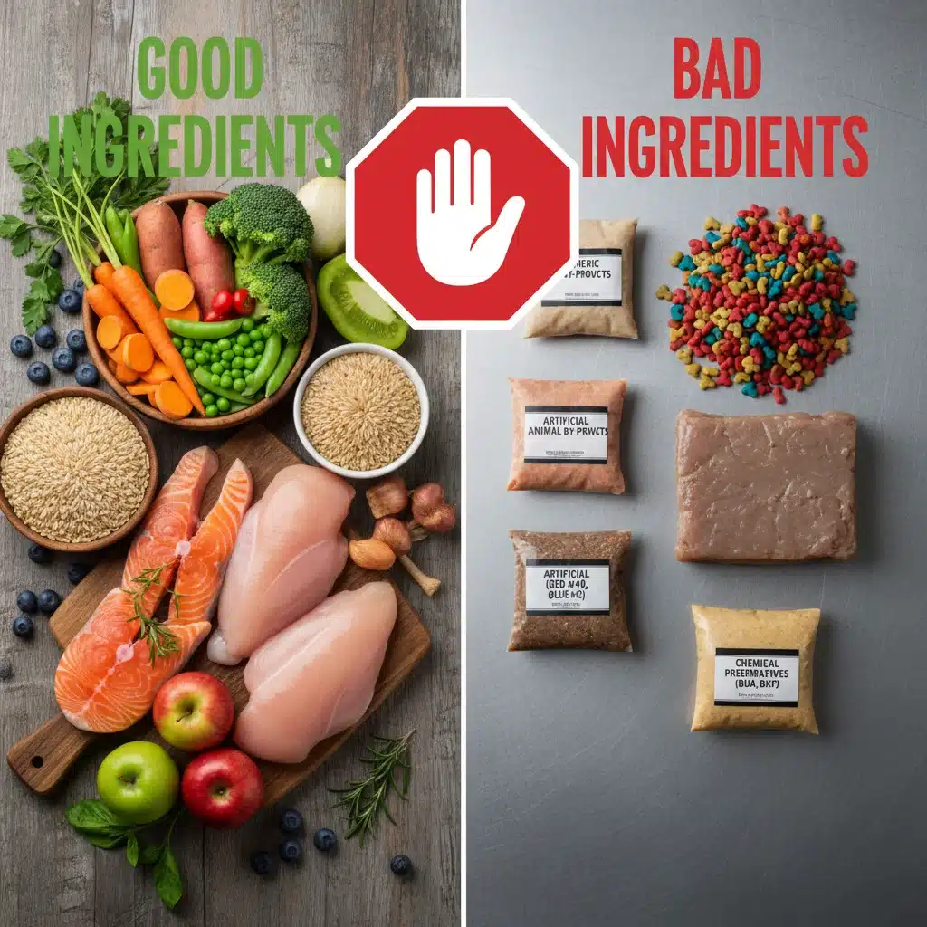 Good vs. bad pet food ingredients chart