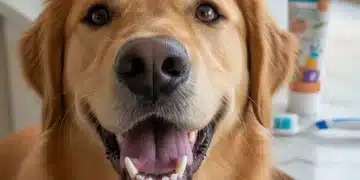 Happy dog with clean teeth, representing optimal pet dental care