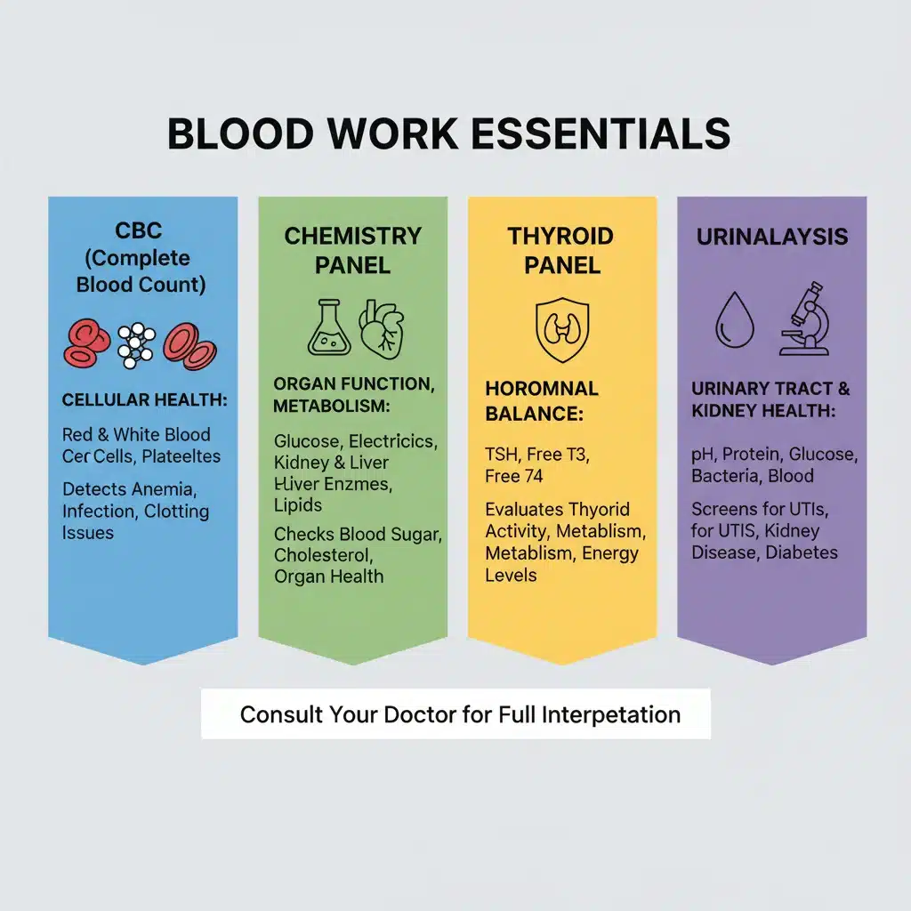 Infographic explaining pet blood test results and key health markers