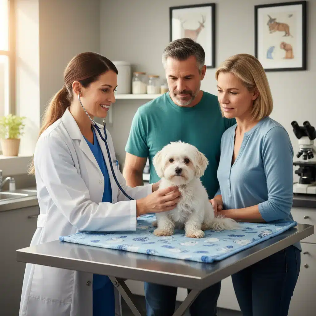 Veterinarian examining a small dog during a pre-travel check-up
