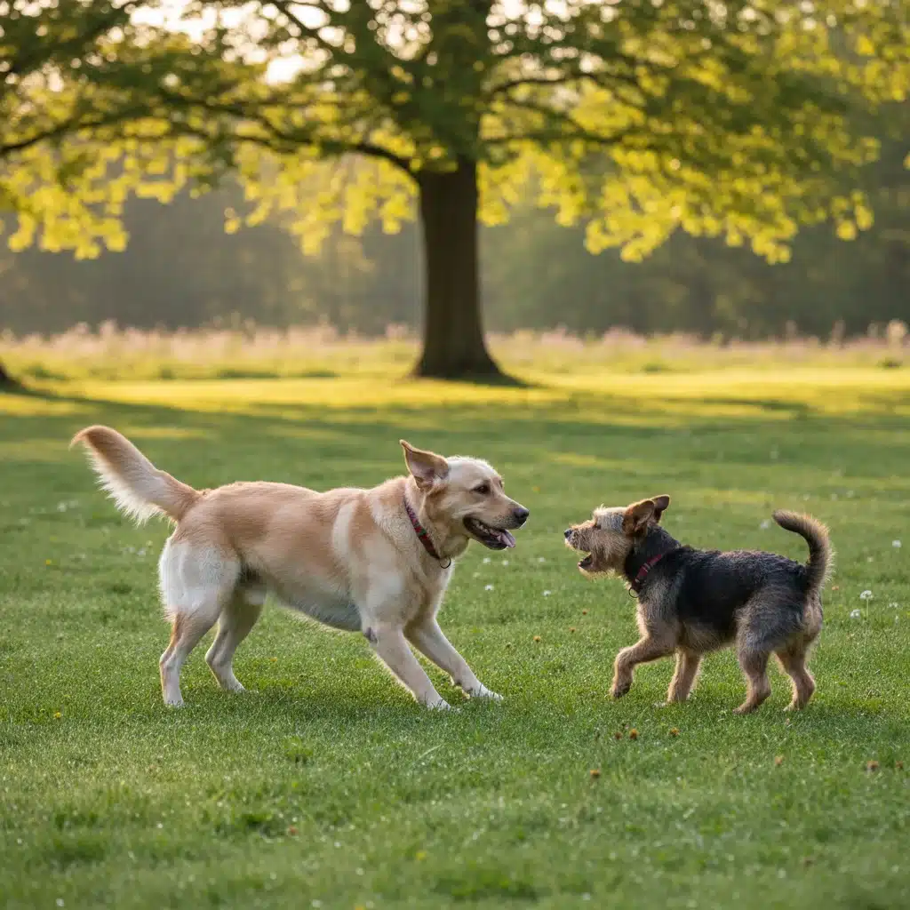 Play bow posture of a Labrador retriever indicating an invitation to play